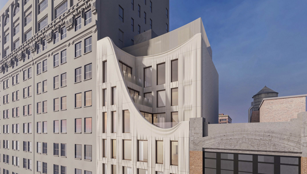 Render of the crown for 10 W 17th St, by DXA Studio